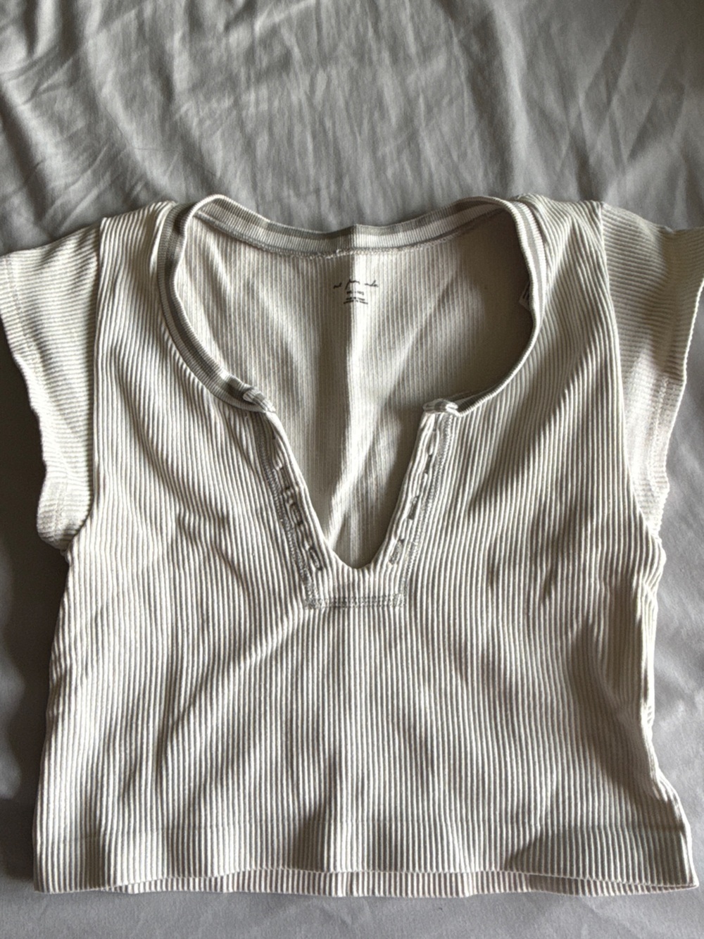 Urban Outfitters Cream Ribbed Crop Top